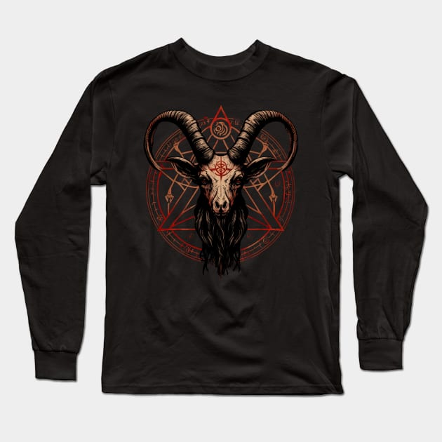 Satanic Goat Baphomet Long Sleeve T-Shirt by K3rst